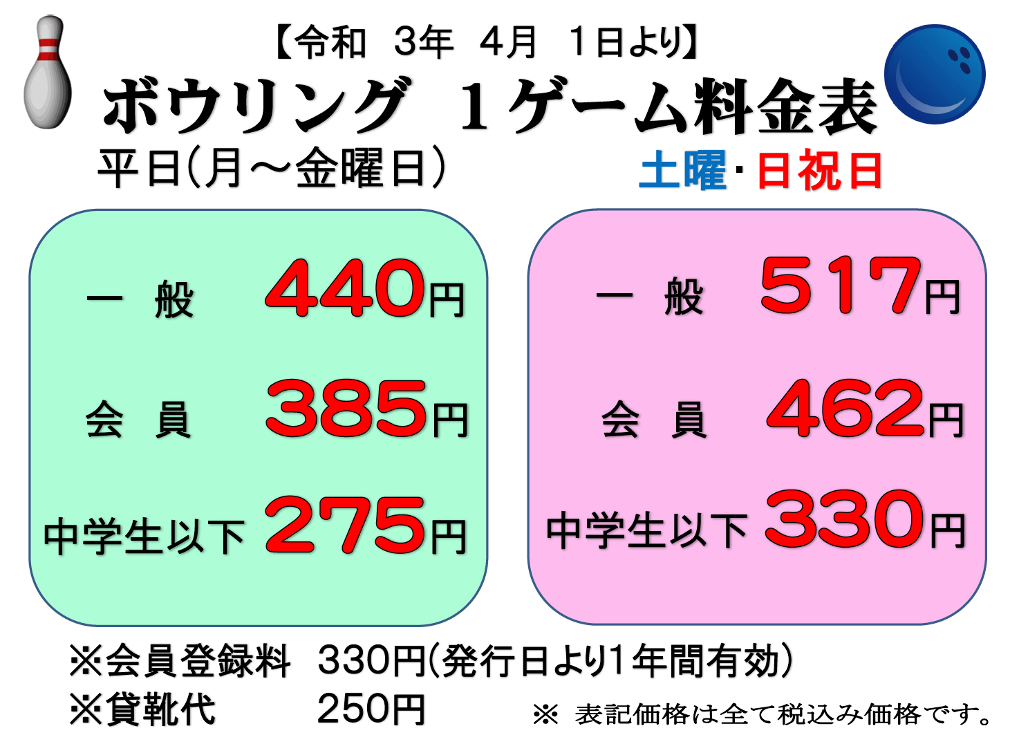 埼玉スポーツセンターサイスポの【ボウリング】料金