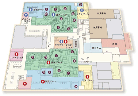 埼玉スポーツセンターサイスポ天然温泉温泉1Ｆフロアマップ